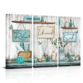 sechars Bathroom Wall Art Relax Unwind Soak Signs Canvas Prints Teal Spa Decor, 8x16 Inches Each, Framed (Teal) - color: Teal