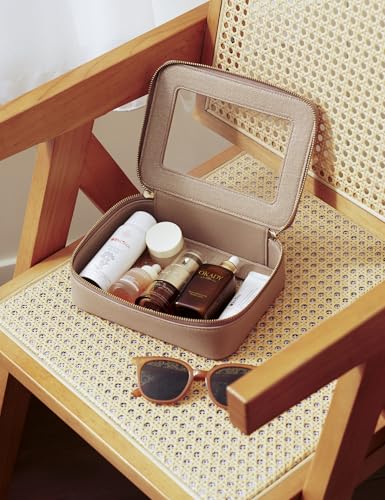 Popvibe Clear Makeup Case Toiletry Bag Travel Medium Clear Cosmetic Bag with Zipper, Make Up Bag Organizer Traveling TSA Approved Transparent Bag Car for Essentials, Mini & Medium, Gold - color: Gold, style: Mini & Medium