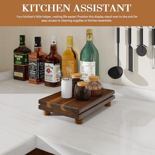 EOSAHR Unique Wood Riser Display Stand for Home Decor – Farmhouse Riser for Decor as Plant Stand & Soap Holder - Ideal for Displaying Apartment Decor Style (Light Acacia Wood) - color: Acacia Wood