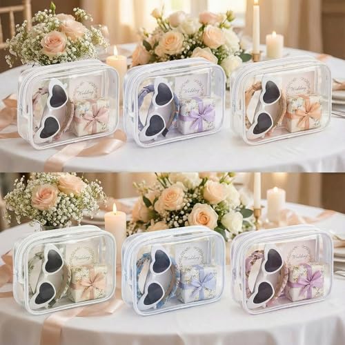100 Pcs Clear Makeup Bags Bulk Graduation/Dad Gifts Bag Tsa Approved Toiletry Bag for Travel Transparent Cosmetic Bag Waterproof Travel Small Pouches with Zipper for Men and Women (White) - color: White