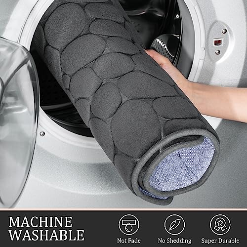 YIHOUSE Bathroom Rugs Mat Set, Memory Foam Bath Mat 2 Piece Dark Grey | 17x24&20x32, Non Slip, Water Absorbent, Washable, Bath Mat For Bathroom, Sink and Toilet - color: Dark Grey, size: 2' x 1'5" (Rectangular)