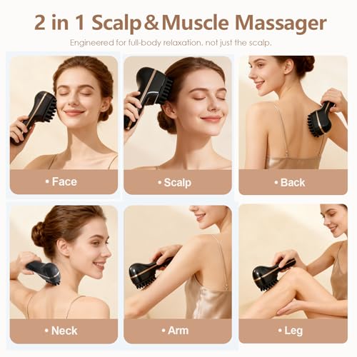 Electric Scalp Massager for Full-Body Relaxation - Cordless Handheld Head Massager with 5-Speed Deep Tissue Therapy & Fatigue Relief for Face, Arm, Shoulder & Body,Ideal for Home/Office Use