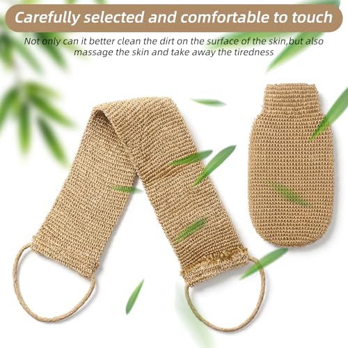 2 Pack Exfoliating Back Scrubber for Shower, Extra Rough Exfoliating Washcloth Towel and Shower Bath Glove, Natural Body Exfoliator, Deep Clean Back Scrubber Spa Tool for Glowing Skin