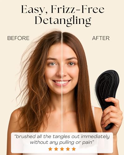 Lily England Hair Brush for Men with Curly, Thick, Straight & Natural Hair - Lightweight Mens Brush with Smooth Flexible Bristles - Black Hairbrush for Man with Wet & Dry Hair - color: Matte Black
