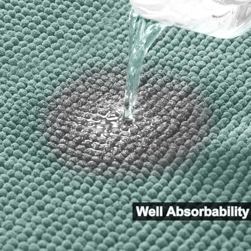 Urvoix Bathroom Rugs Sets 3 Piece, Non-Slip Chenille Bath Rug - Ultra Soft, Washable, Super Absorbent Bath Mat for Bathroom, Toilet and Tub (Aqua Sea) - color: Aqua Sea
