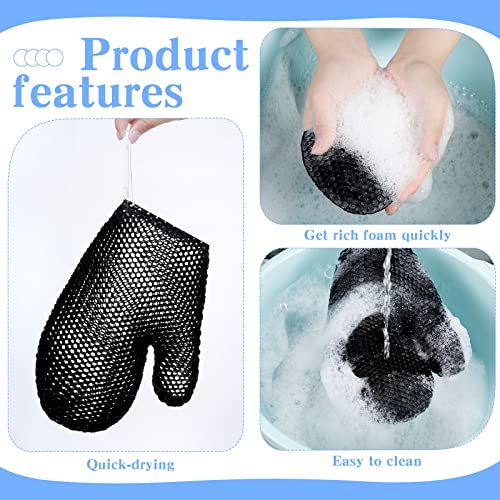 Vesici 2 Pcs Honeycomb Exfoliating Glove Set Exfoliating Bath Mitt Honeycomb Face and Body Scrubber Shower Mitt Sponges for Cleaning Body Shower Face Skin Beauty Spa(Black) - color: Black