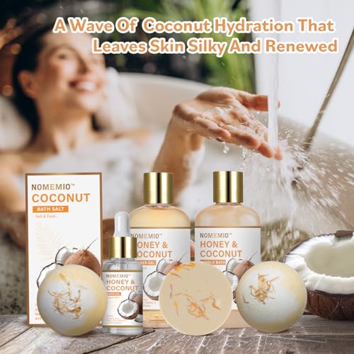 Birthday Gifts for Women, 11pcs Honey & Coconut Luxury Gift Basket Bubble Bath Skincare Gift Set - size: 11pcs Honey & Coconut