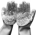 Silicone Dishwashing Gloves, Pet Grooming Rubber Scrubbing for Dishes, Sponge Wash Cleaning with Scrubbers (13.6" L) - color: Grey