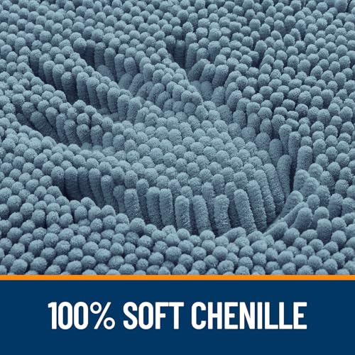OLANLY Toilet Rugs U-Shaped 20x20, Extra Soft Absorbent Chenille Contour Bathroom Rugs for Toilet, Dry Quickly, Machine Washable, Non-Slip Bath Mat, Airy Blue - color: Airy Blue, size: 20" X 20" Contour Rug