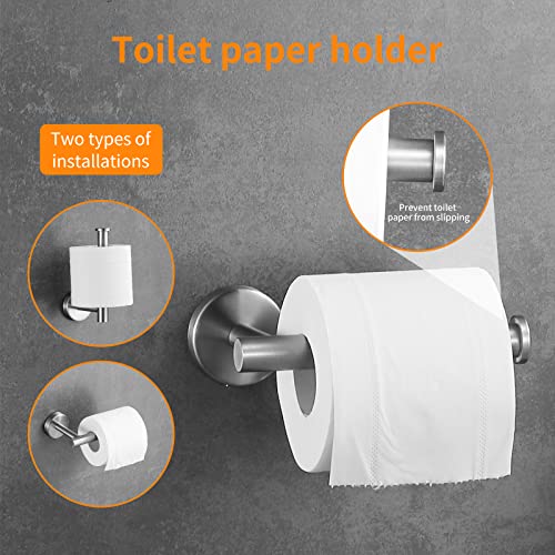 Brushed Nickel Bathroom Hardware Set, 24 Inch Towel Bar Set 10 Pieces Bathroom Accessories Set Includes Includes 2 Packs 24 Inch Towel Bar, Towel Ring, Toilet Holder and 4 Packs Towel Hooks - color: Brushed Nickel-10pcs-24inch
