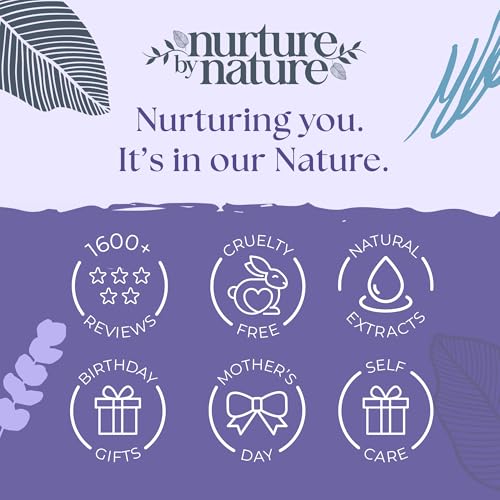 Nurture by Nature Self Care Gifts for Women - Spa Gift Baskets for Women & Relaxation Gifts | At Home Spa Kit | 6 Piece Bath Set with Pillow Spray, Candle, Bath Bomb & Bath Salts