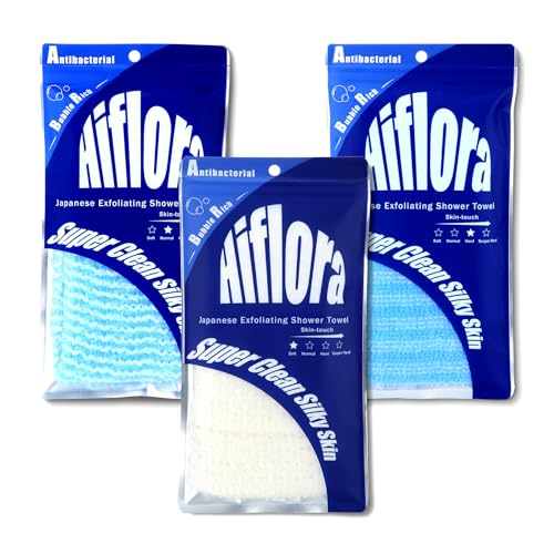 3 Pack Back Exfoliator for Shower and Dead Skin Removal, Exfoliating Body Scrubber for Smooth Skin Japan Washcloth for Shower & Bath, Versatile Body Scrub Towel - style: Gentle + Medium + Deep