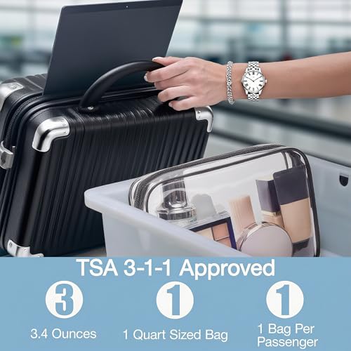100 Pcs Clear Makeup Bags Bulk Graduation/Dad Gifts Bags Tsa Approved Toiletry Bag for Travel Transparent Cosmetic Bag PVC Waterproof Travel Small Pouches with Zipper for Men and Women (Black) - color: Black