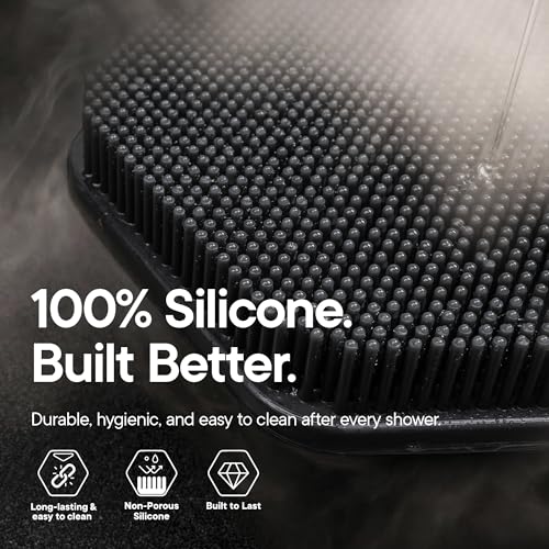 TOOLETRIES Silicone Back Scrubber for Shower, Bath Brush - Charcoal | Long ergonomic handle and non-slip grip make exfoliating hard-to-reach areas simple and comfortable. - color: Charcoal