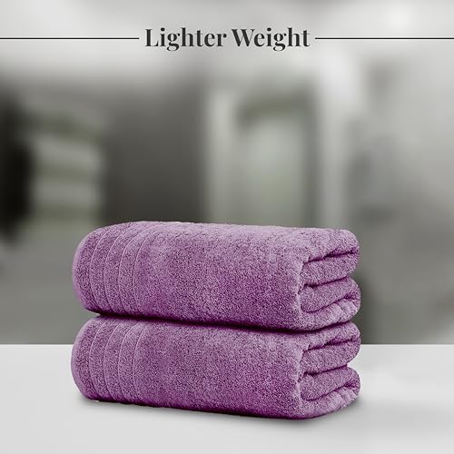 Tens Towels Pack of 4 Extra Large Bath Towels 30 x 60 Inches, 100% Cotton, Larger & Lighter Weight, Quicker to Dry, Super Soft and Absorbent, Perfect for Bathroom, Purple - color: Purple