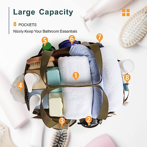 Mesh Shower Caddy Portable - 8 Pockets, S-Hook, Shower Bag for Dorm Camping | 2-Handle, Quick-Dry, Toiletry Organizer, College Dorm Room Essentials for Girls, Gym, Travel & Bathroom, Brown Camouflage - color: L, Brown Camouflage, size: L (Classic Dorm Cad