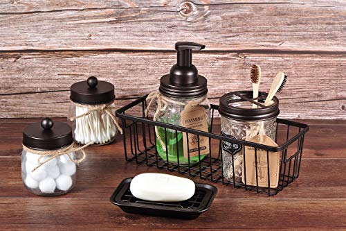 Kitchen and Bathroom Soap Dish Tray - Metal 2-Piece Soap Dish Tray with Drainage Grid and Holder for Kitchen Sink Countertops to Store Soap, Sponges, Scrubbers - Rust Resistant - 2 Pack (Bronze) - color: Bronze