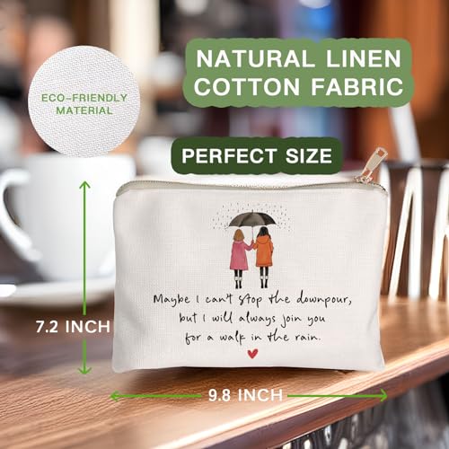 Maybe I Can't Stop The Downpour Cosmetic Bag, Tough Times Sister Gifts, Gift for Friend in Need, Friendship Support, Always Here for You, Makeup Case, Small Travel Bag, Bestie Gift - color: Always Join You
