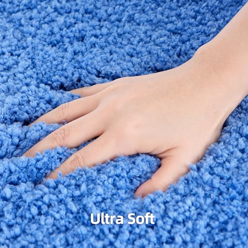 3 Pieces Luxury Bathroom Rug Set with U-Shaped Toilet Rug, Non-Slip Rubber Bottom, Thick Microfiber Fluffy Plush, Water Absorption, Quick Dry, Ultra Soft, Bath Mats for Bathroom, Tub(Sky Blue) - color: Sky Blue