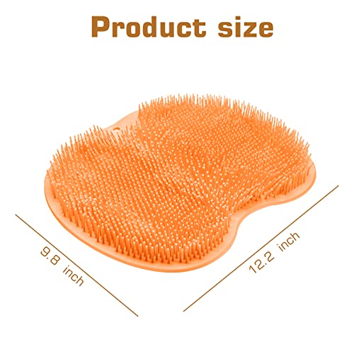 Shower Foot Scrubber Mat Back Washer Back Exfoliating Bath Wash Pad Wall Mounted Slip Suction Cups Foot Scrubber for Use in Shower Cups Foot Cleaner for Men and Women - color: Orange
