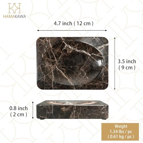 Natural Marble Soap Dish, Rectangle Emperador Dark Jewelry Dish, Dark Brown Style Shower Soap Holder, Modern Stone Sponge Holder, Bar Soap Saver Tray for Bathroom, Kitchen, Easy to Clean - color: Dark Brown 5-in Rect