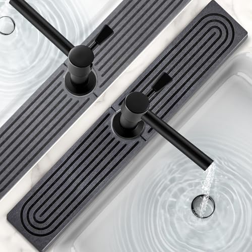 24 Inch Stone Faucet Mat for Kitchen Sink,Quick Dry Stone Mat Kitchen-Sink Water Splash Guard,Diatomite Protector with Super Absorbent&Leak Proof Circular for Kitchen Bathroom Counter(Dark Grey） - color: Dark Gray, size: 24" x 3.9"