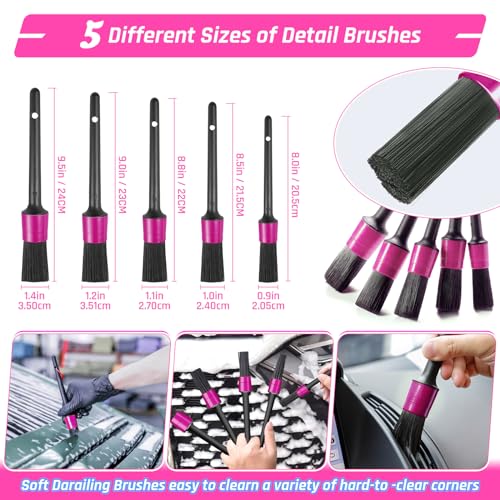 55PCS Pink Car Detailing Kit Interior Cleaner with High Power Handheld Vacuum, Car Wash kit with Detailing Brush Set,Car Interior Detailing Kit,Car Accessories for Cars,Gifts for Women - color: Pink