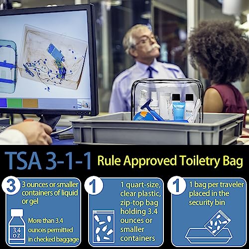 16 Pieces Clear Makeup Bags Bulk, TSA Approved Toiletry Bag for Travel, PVC Waterproof Travel Small Pouches Clear Pouch with Zipper for Men and Women Carry-on Travel Essentials Cosmetic Bags (Black) - color: Black