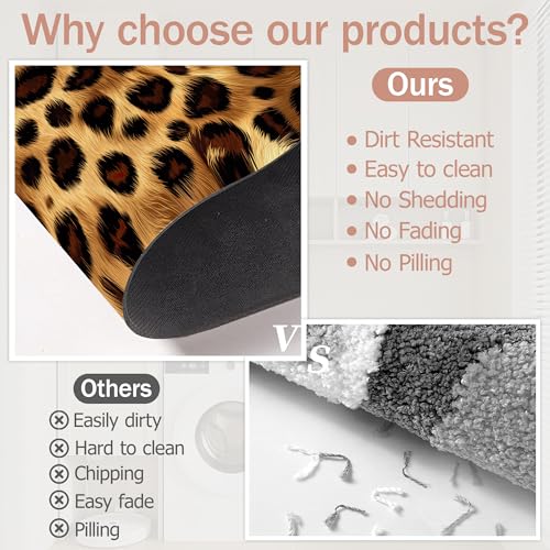Non Slip Bath Mat,Leopard Print Bathroom Decor,Skin Texture Diatomaceous Bath Mat Quick Dry Absorbent Bathroom Rugs-Shower Rug for Kitchen Laundry Bathtub Shower 17"x29.5" - color: Leopard Print,skin Texture