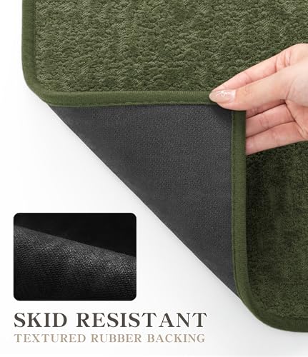 chakme Bathroom Rug Sets 3 Piece, Ultra Thin Quick Dry Bath Mat Set, Absorbent Bath Mat for Bathroom Non Slip Machine Washable, (Dark Green, 3 Piece) - color: Dark Green, size: 3piece