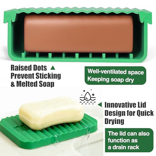 AIDIMMING Extra Large Enhanced Leak Proof Shampoo and Conditioner Bar Travel Case with Draining Layer, Keep Soap Dry – for Extended Trips, Camping, Outdoor Adventures, or Truck Drivers (Deep Green) - color: Deep Green