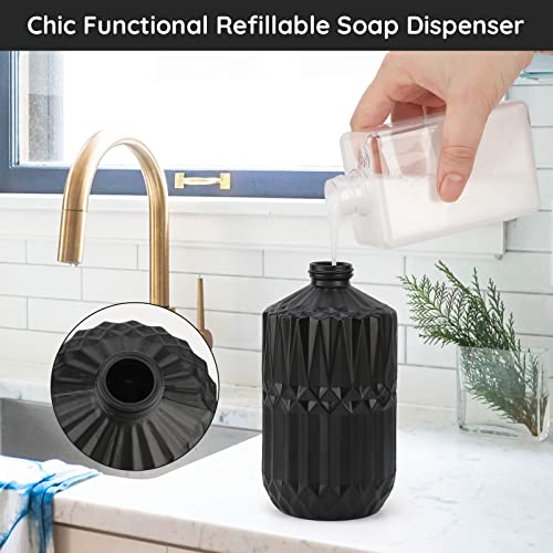 Segbeauty Black Soap Dispenser, 2pcs 15.2oz Glass Pump Bottles with Labels for Farmhouse Decor, 450ml Empty Refillable Kitchen Soap Dispenser Set Bathroom Accessories for Western Modern Home Decor - color: Black, size: 15.2oz/450ml
