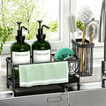 Kitchen Soap Dispenser Set with Sponge Holder and Towel Rack, 17OZ Glass Bottle, Hand and Dish Soap Dispenser Set, Non-Slip Silicone Pad, Brush Holder, Kitchen Sink Caddy Organizer Countertop (Green) - color: Green