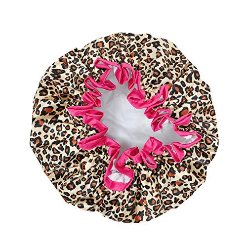 allydrew Reusable Women's Waterproof Shower Caps for Long Hair, Leopard - color: Leopard