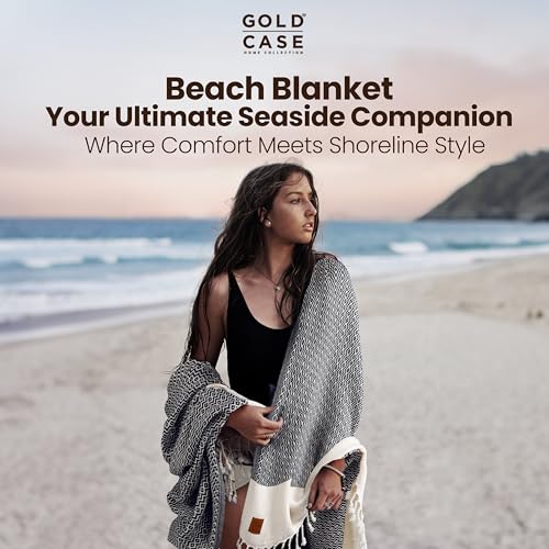 Gold CASE Turkish Beach Towel Set of 4 – 100% Cotton Large Turkish Bath Towels 67 x 38'' – Zeus Extra Large, Quick Dry & Sand Free Towels – Peshtemal for Pool – Black - color: Black, style: Zeus Beach Bath Towel