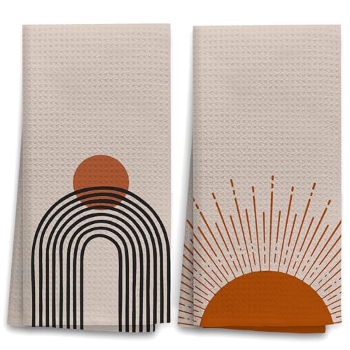 OHSUL Boho Kitchen Towels, Rustic Kitchen Decor, Boho Bath Decor, Hand Towels, Bathroom Set, Sun Decor, Bohemian Bath Decor, Decorative Kitchen Towels (Color-1) - color: Color-1