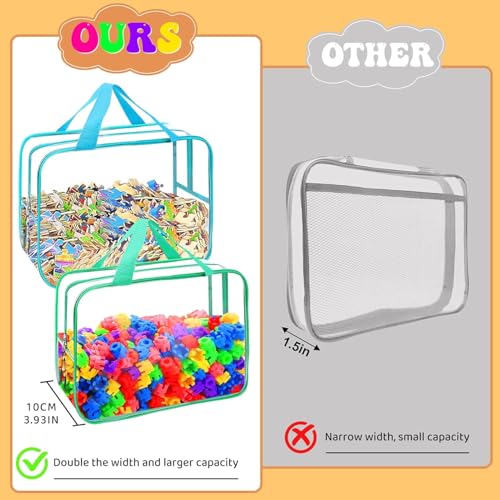 8 Packs XL Toy Storage Bags, Reusable Clear PVC Board Game Storage, Toy Storage Organizer Bags with Zipper for Building Blocks, Puzzle and Handmade Accessories, Clear Toiletry Bag (8 Color, X-Large) - color: 8 Color, size: X-Large