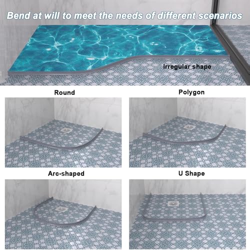 Water Dam for Sink Shower Tub Threshold Water Barrier Collapsible Water Stopper Barrier Water-Blocking Splash Guard Suitable (Heart - 1.18'' H - Gray, 78 Inch) - color: Heart - 1.18'' H - Gray, style: 78 Inch