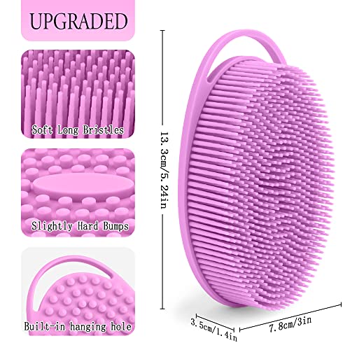 PQRUU 3 Pack Silicone Body Scrubbers for Use in Shower, Exfoliating Body Scrubber Fit for All Kinds of Skin, Soft Silicone Loofah,Bath Scrubbers Rapid Foaming,Blue,Green,Purple - color: Blue,green,purple