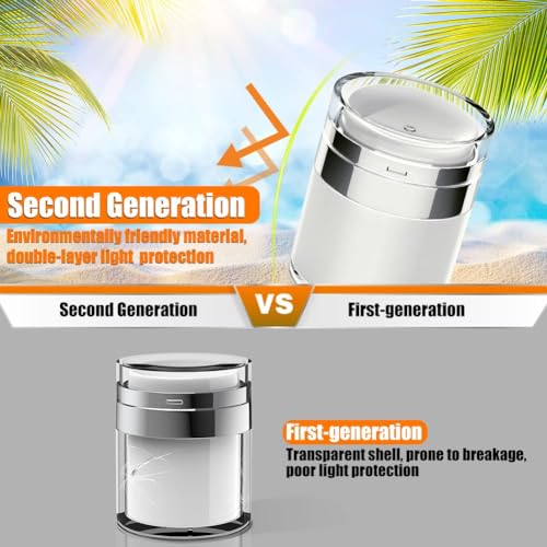 Airless Pump Jar, 1.7 oz Airless Pump Bottles, Travel Lotion Container – Vacuum Dispenser for Cream – Leak-Proof TSA-Friendly Design Keeps Cream Fresh – Multi-Purpose for Lotion, Sunscreen (2 Pack) - color: 1.7 oz