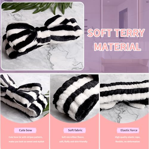 WSYUB Makeup Headband, Spa Headband and Wristband Set, Headbands for Washing Face, Black and White Headbands for Women Girls - color: Black and White