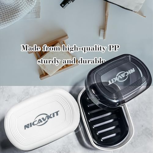 2Pack Travel Soap Container, Leakproof Travel Soap Box Bar Soap Dish Case with Silicone Band,Portable Soap Case with Lid for Bathroom, Camping, Gym, Travel - color: 2pcs Travel Soap Case