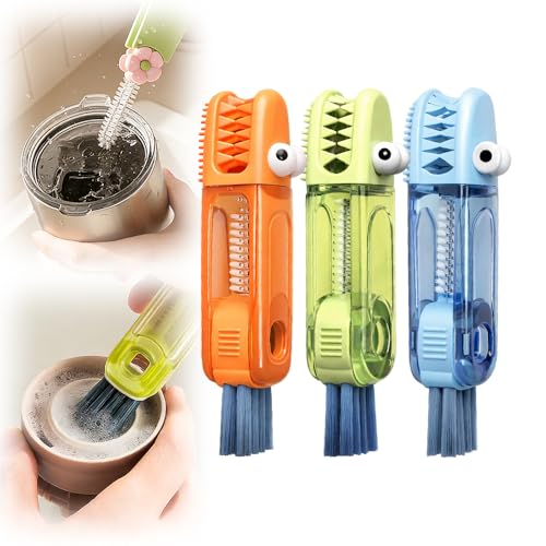 3 in 1 Cup Lid Cleaning Brush, 2026 New Multifunctional Crevice Cleaner Set, Portable Silicone Brush for Baby Bottle Gaps & Tight Spaces, Home Kitchen Cleaning Tool (B-3pcs) - color: B-3pcs