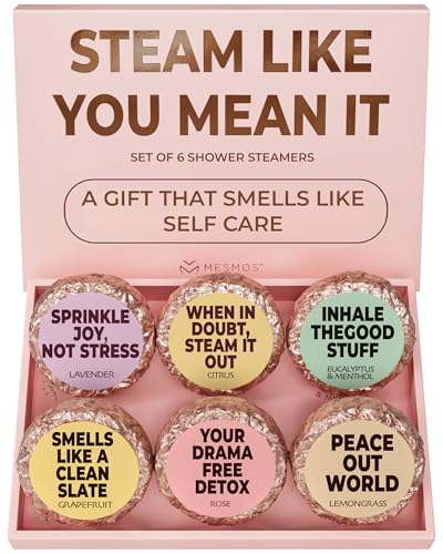 MESMOS Shower Steamers Aromatherapy 6pack Gift Set, Self Care Gifts for Women, Essential Oil Shower Bombs, Spa Stress Relief Birthday Kit. Lavender Eucalyptus Menthol Rose Citrus Grapefruit Lemongrass - size: 1 Count (Pack of 6), style: Self Care 6pk