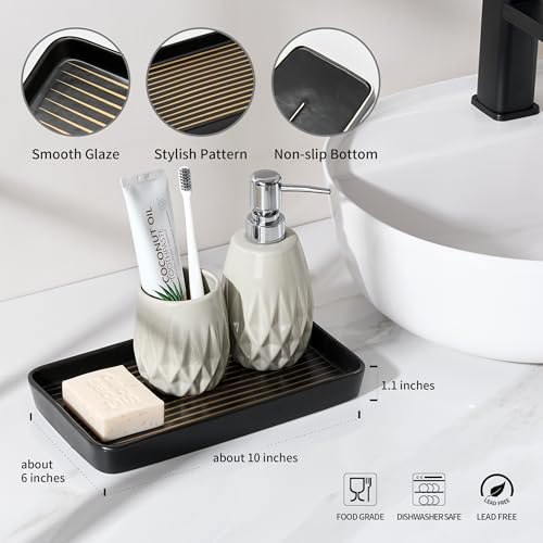 Bathroom Vanity Tray for Countertop,2PC Rectangle Striped Tray,Decorative Bathroom Organizer for Scrubber, Lotion Bottles, Perfume, Jewelry, Candle, Key Trinket Ring(Large,Black) - color: Black Color With Golden Stripes-2 Pcs Large