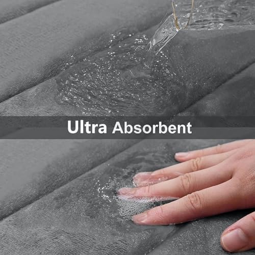 Buganda Memory Foam Bath Mat, 44" x 32", Ultra Soft Bathroom Rugs, Water Absorbent and Machine Washable Bath Rug for Bathroom, Shower, and Tub, Grey - color: Grey, size: 44" X 32"
