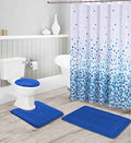 Kids Zone Home Linen Bathroom Collection 16pc Bathroom Accessory Set - Non-Slip Bath Mat, Non-Slip Contour Mat, Toilet Lid Cover and Shower Curtain with Roller Hooks (Royal Blue) - color: Royal Blue