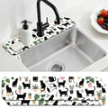 2 Pcs Kitchen Sink Splash Guard Faucet Mat Potted Cat Pattern Faucet Mat for Sinks Flower Absorbing Drying Mats for Kitchen Bathroom - color: Potted Cat
