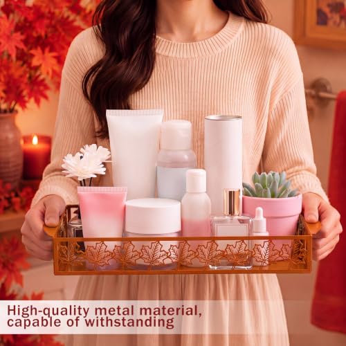 Autumn Red Maple Leaves Toilet Paper Basket Cute Metal Toilet Tank Paper Holder with Handle Fall Bathroom Storage Organizer Rural Vintage Accessories Decor for Bathroom Restroom - style: Autumn Maple Leaves
