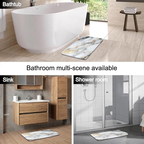Lnond 4Pcs Marble Bathroom Sets with Shower Curtain and Rugs,White Gold Marble Modern Art Bathroom Shower Curtain Sets with Rugs and Accessories - color: White Gold Marble